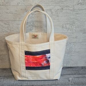 L.L. Bean Boat And Tote Canvas Bag Has Tie Dye Accent On One Side Plain on Other